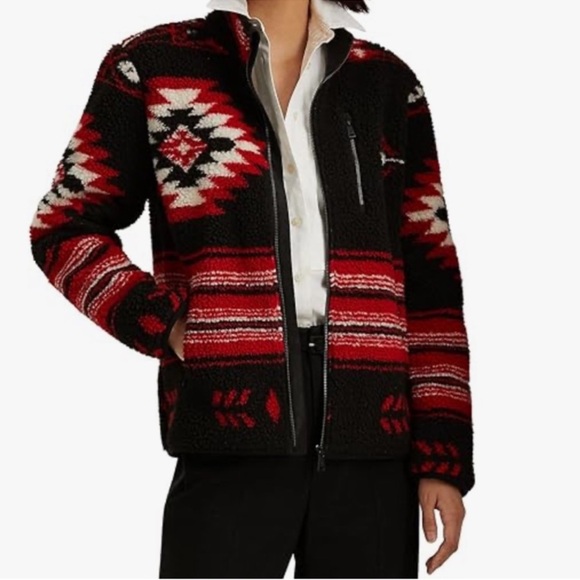 Lauren Ralph Lauren Southwestern Faux Shearling Zip Up Jacket Size Small - Picture 1 of 6
